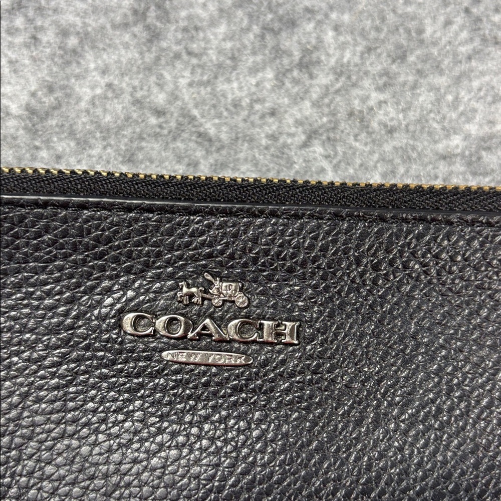 Coach Black Pebbled Leather Lacquer Rivets Double
Zip Pebble Leather wristlet - Picture 2 of 14
